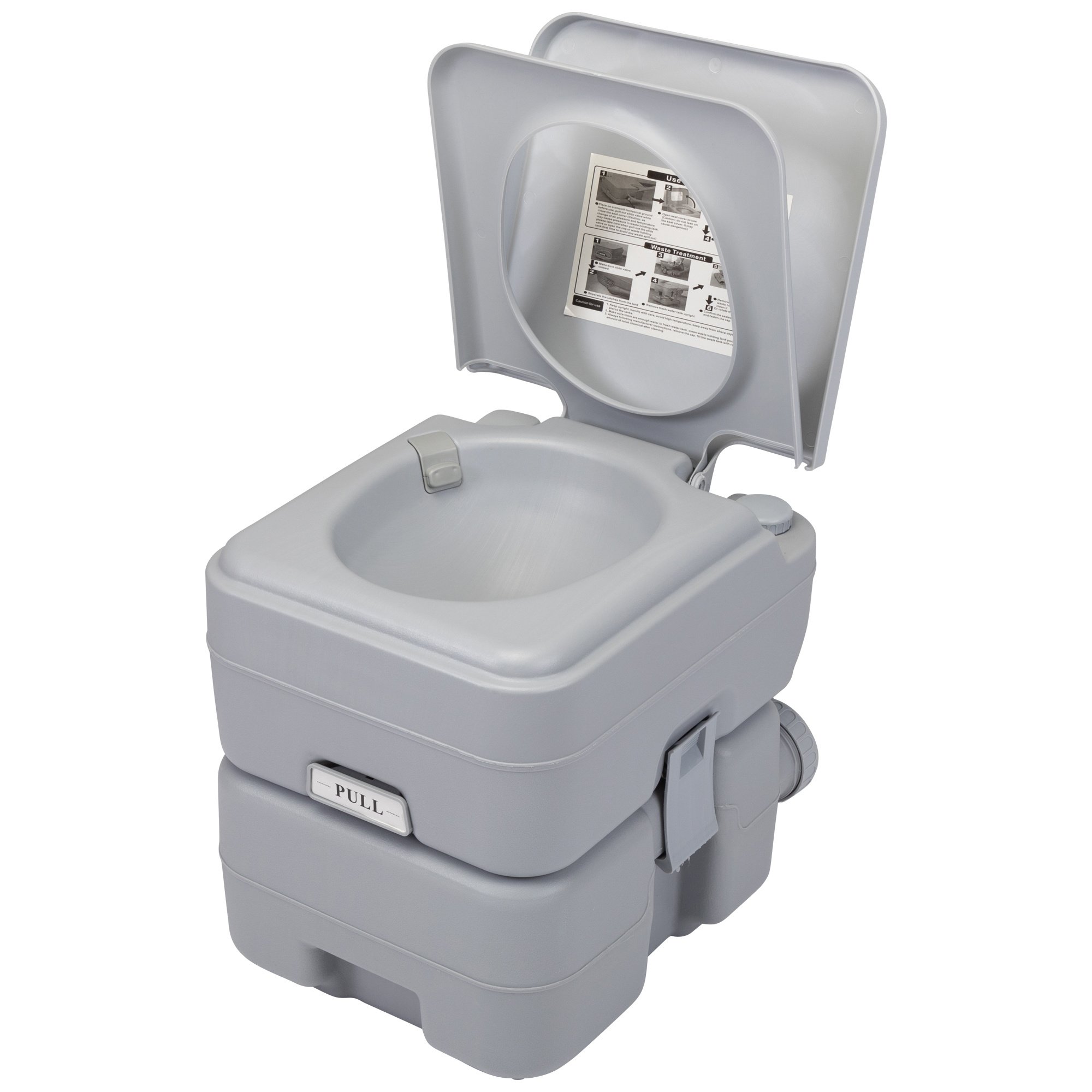 Portable Push-rod Toilet, 20L/5.3 Gallons Detachable Tank for Camping, Boating, Hiking and Traveling, Cold Gray Portable Push-rod Toilet, 20L/5.3 Gallons Detachable Tank for Camping, Boating, Hiking and Traveling, Cold Gray
