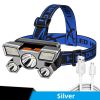 5 LED USB Rechargeable Headlamp; Portable Built-in 18650 Battery Head Flash Light; Waterproof For Expedition Outdoor Camping Fishing (3 Colors)