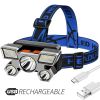 5 LED USB Rechargeable Headlamp; Portable Built-in 18650 Battery Head Flash Light; Waterproof For Expedition Outdoor Camping Fishing (3 Colors)